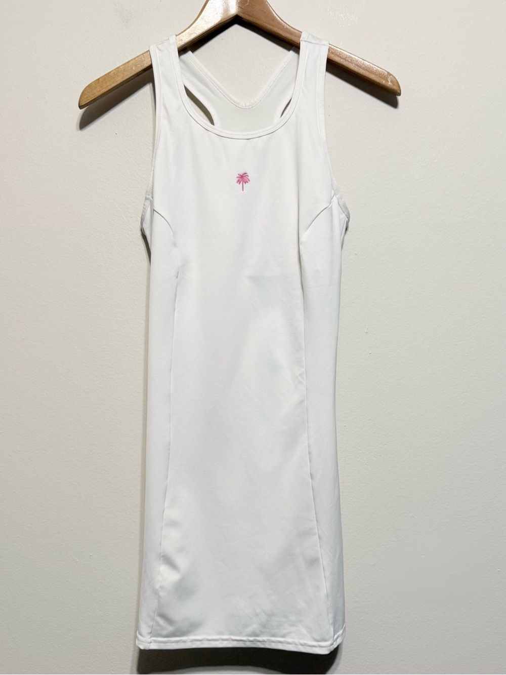 Lilly Pulitzer White Racer Back Tennis Dress Women S Palm Tree Pink 32” length